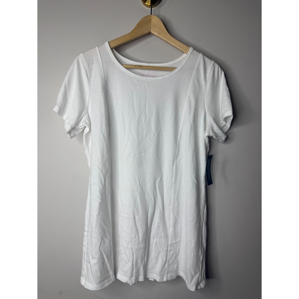 AnyBody Beach Wash Jersey Swing Top with Pleated Back White,Small.  {#128-R‎ - Picture 2 of 4